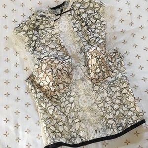 Victoria's Secret Floral Lace Bustier Corset Top | Size 34B | Cream & Black